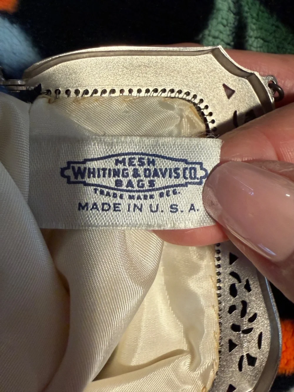 Antique silver clutch bag with original tag